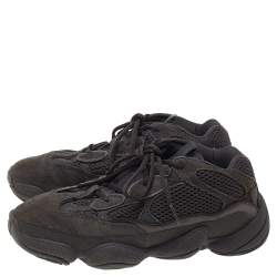 Pre Owned حذاء رياضي ييزي x اديداس ييزي 500 سويدي وشبك أسود يوتيلتي عنق منخفض مقاس 38 2/3