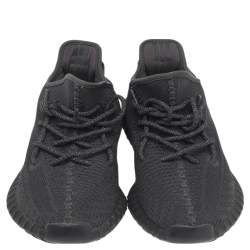 مملوكة مسبقًا Yeezy x adidas Black Knit Fabric Boost 350 V2 Non-Reflective Low Top Sneakers Size 44