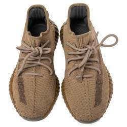 Pre Owned Yeezy x adidas Brown Cotton Knit Boost 350 V2 Earth Sneakers Size 43 2/3