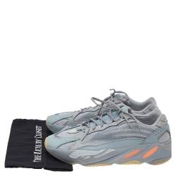 Pre Owned Yeezy x Adidas Grey/Blue Mesh and Leather Boost 700 V2 Inertia Sneakers Size 46 2/3