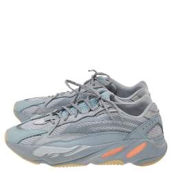 Pre Owned Yeezy x Adidas Grey/Blue Mesh and Leather Boost 700 V2 Inertia Sneakers Size 46 2/3