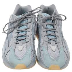 Pre Owned Yeezy x Adidas Grey/Blue Mesh and Leather Boost 700 V2 Inertia Sneakers Size 46 2/3