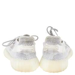 Pre Owned حذاء رياضي ييزي وأديداس بوست 350 في2 ستاتيك قماش تريكو أبيض / رمادي مقاس 46 2/3