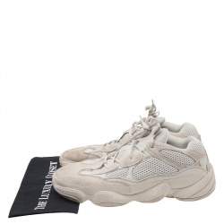 Pre Owned adidas Yeezy Beige/White Mesh And Suede 500 Bone Sneakers Size 46.5