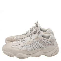 Pre Owned adidas Yeezy Beige/White Mesh And Suede 500 Bone Sneakers Size 46.5