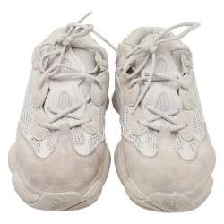 Pre Owned adidas Yeezy Beige/White Mesh And Suede 500 Bone Sneakers Size 46.5