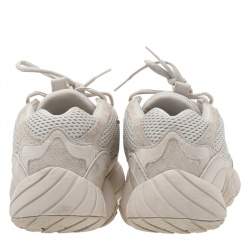 Pre Owned adidas Yeezy Beige/White Mesh And Suede 500 Bone Sneakers Size 46.5