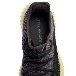 Pre Owned Yeezy x Adidas Black/Blue Knit Fabric Boost 350 V2 Asriel Sneakers Size 39 1/3