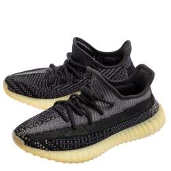 Pre Owned Yeezy x Adidas Black/Blue Knit Fabric Boost 350 V2 Asriel Sneakers Size 39 1/3