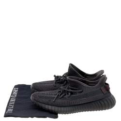 Pre Owned Yeezy x Adidas Black Knit Fabric Boost 350 V2 Static Non Reflective Sneakers Size 40 2/3