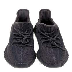Pre Owned Yeezy x Adidas Black Knit Fabric Boost 350 V2 Static Non Reflective Sneakers Size 40 2/3