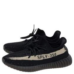 Pre Owned Yeezy x Adidas Core Black/White Knit Fabric Boost 350 V2 Sneakers Size 43 1/3