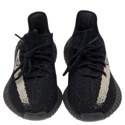 Pre Owned Yeezy x Adidas Core Black/White Knit Fabric Boost 350 V2 Sneakers Size 43 1/3