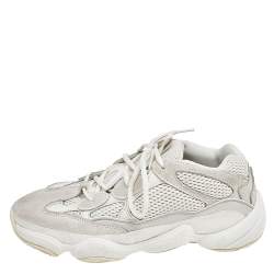 Pre Owned Yeezy x Adidas White Mesh And Suede Yeezy 500 Bon White Low Top Sneakers Size 42