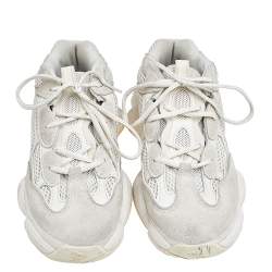 Pre Owned Yeezy x Adidas White Mesh And Suede Yeezy 500 Bon White Low Top Sneakers Size 42