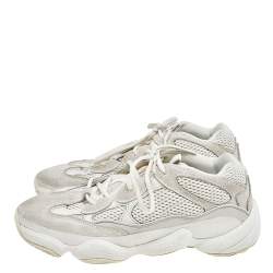 Pre Owned Yeezy x Adidas White Mesh And Suede Yeezy 500 Bon White Low Top Sneakers Size 42