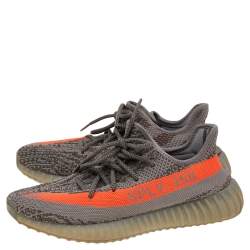 Pre Owned حذاء رياضي ييزي x أديداس بوست 350 V2 بيلوغا قماش تريكو رصاصي/برتقالي عنق منخفض مقاس 41 1/3