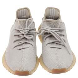 Pre Owned حذاء رياضي ييزي x أديداس بوست  350 V2 سيسام قماش تريكو رصاصي عنق منخفض مقاس 43 1/3