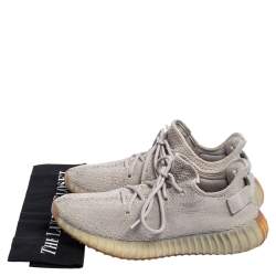 Pre Owned Yeezy x Adidas Grey Knit Fabric Boost 350 V2 Sesame Sneakers Size 42