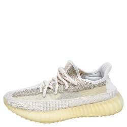 Pre Owned Yeezy x adidas Multicolor Knit Fabric Boost 350 V2 Natural Sneakers Size 38