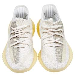 Pre Owned Yeezy x adidas Multicolor Knit Fabric Boost 350 V2 Natural Sneakers Size 38