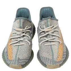 Pre Owned Yeezy x adidas Cream/Grey Cotton Knit Boost 350 V2 Sneakers Size 44