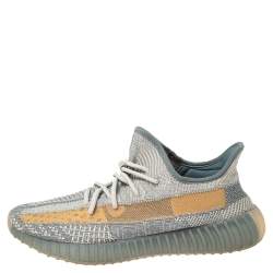 Pre Owned Yeezy x adidas Cream/Grey Cotton Knit Boost 350 V2 Sneakers Size 44