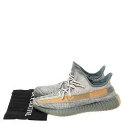 Pre Owned Yeezy x adidas Cream/Grey Cotton Knit Boost 350 V2 Sneakers Size 44