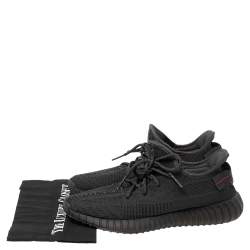 Pre Owned Yeezy x Adidas Black Knit Fabric Boost 350 V2 Sneakers Size 44