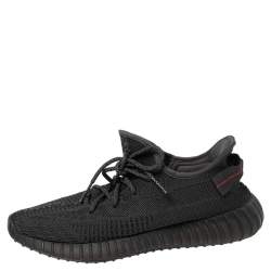 Pre Owned Yeezy x Adidas Black Knit Fabric Boost 350 V2 Sneakers Size 44