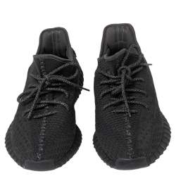 Pre Owned Yeezy x Adidas Black Knit Fabric Boost 350 V2 Sneakers Size 44
