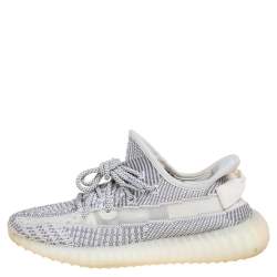 Pre Owned Yeezy x Adidas White/Grey Knit Fabric Boost 350 V2 Static Non-Reflective Sneakers Size 40