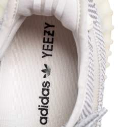 Pre Owned Yeezy x Adidas White/Grey Knit Fabric Boost 350 V2 Static Non-Reflective Sneakers Size 40
