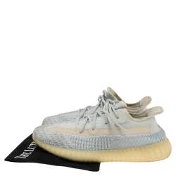 Pre Owned Yeezy x Adidas White/Blue Knit Fabric Boost 350 V2 Sneakers Size 42 2/3