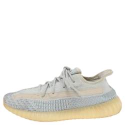 Pre Owned Yeezy x Adidas White/Blue Knit Fabric Boost 350 V2 Sneakers Size 42 2/3