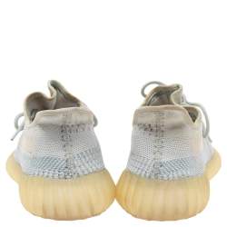 Pre Owned Yeezy x Adidas White/Blue Knit Fabric Boost 350 V2 Sneakers Size 42 2/3