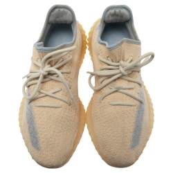 مملوكة مسبقًا Yeezy x Adidas 350 V2 Light Beige Knit Fabric Sneakers Size 42 2/3