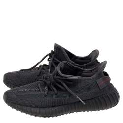 مملوكة مسبقًا حذاء رياضي ييزي × أديداس بوست 350 في2 غير عاكس قماش تريكو أسود مقاس 41 1/3