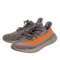 Pre Owned Yeezy x Adidas Grey Cotton Knit Boost 350 V2 Non-Reflective Sneakers Size 42 2/3