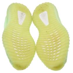 Pre Owned Yeezy x Adidas Green Knit Fabric Boost 350 V2 "Glow in The Dark" Low Top Sneakers Size 39 1/3