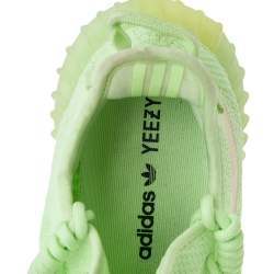 Pre Owned Yeezy x Adidas Green Knit Fabric Boost 350 V2 "Glow in The Dark" Low Top Sneakers Size 39 1/3