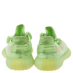 Pre Owned Yeezy x Adidas Green Knit Fabric Boost 350 V2 "Glow in The Dark" Low Top Sneakers Size 39 1/3