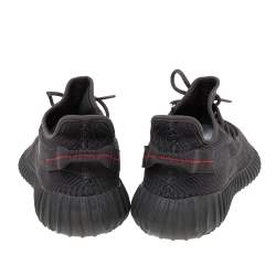 مملوكة مسبقًا Yeezy x Adidas Black Knit Fabric Boost 350 V2 Static Reflective Sneakers Size 45 1/3