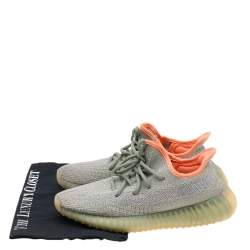 Pre Owned Yeezy x Adidas Green/Grey Knit Fabric Boost 350 V2 Dessert Sage Sneakers Size 38 2/3