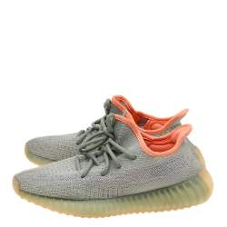 Pre Owned Yeezy x Adidas Green/Grey Knit Fabric Boost 350 V2 Dessert Sage Sneakers Size 38 2/3