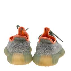 Pre Owned Yeezy x Adidas Green/Grey Knit Fabric Boost 350 V2 Dessert Sage Sneakers Size 38 2/3