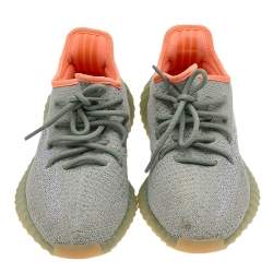 Pre Owned Yeezy x Adidas Green/Grey Knit Fabric Boost 350 V2 Dessert Sage Sneakers Size 38 2/3