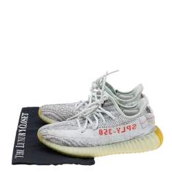 Pre Owned Yeezy x Adidas Grey/Blue Tint Knit Fabric Boost 350 V2 Static Non Reflective Sneakers Size 38 2/3