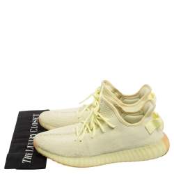 Pre Owned Yeezy x Adidas Green Knit Fabric Boost 350 V2 Sneakers Size 46 2/3