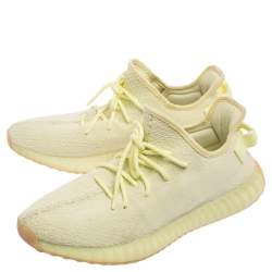Pre Owned Yeezy x Adidas Green Knit Fabric Boost 350 V2 Sneakers Size 46 2/3